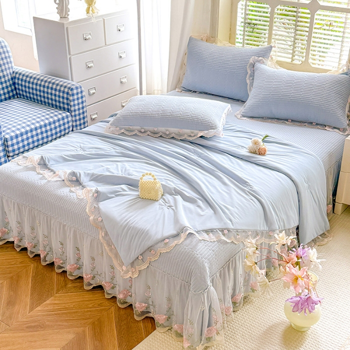 91家纺网 家纺一手货源 找家纺 （总）苏米娜家纺SUMINA 2026新款A类锦氨凉感公主风夏被凉席四件套