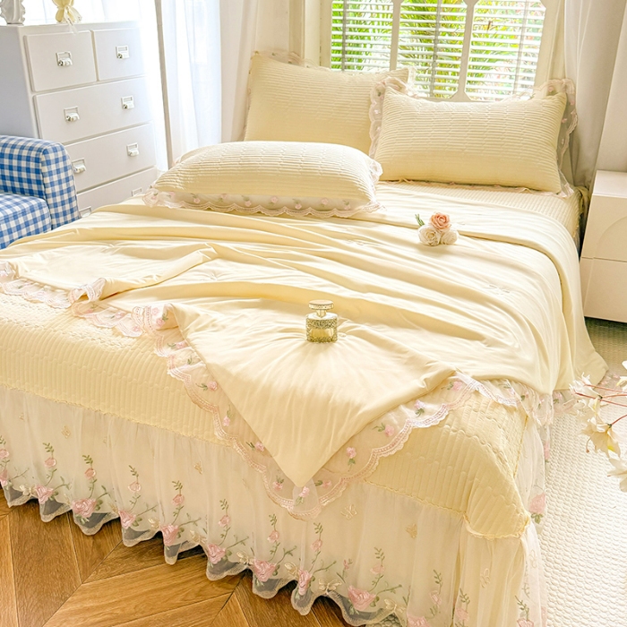 91家纺网 家纺一手货源 找家纺 （总）苏米娜家纺SUMINA 2026新款A类锦氨凉感公主风夏被凉席四件套