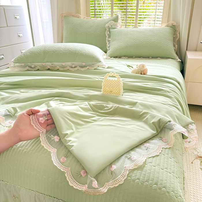 91家纺网 家纺一手货源 找家纺 （总）苏米娜家纺SUMINA 2026新款A类锦氨凉感公主风夏被凉席四件套