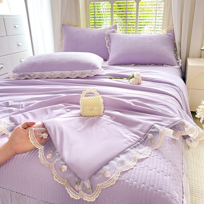 91家纺网 家纺一手货源 找家纺 （总）苏米娜家纺SUMINA 2026新款A类锦氨凉感公主风夏被凉席四件套