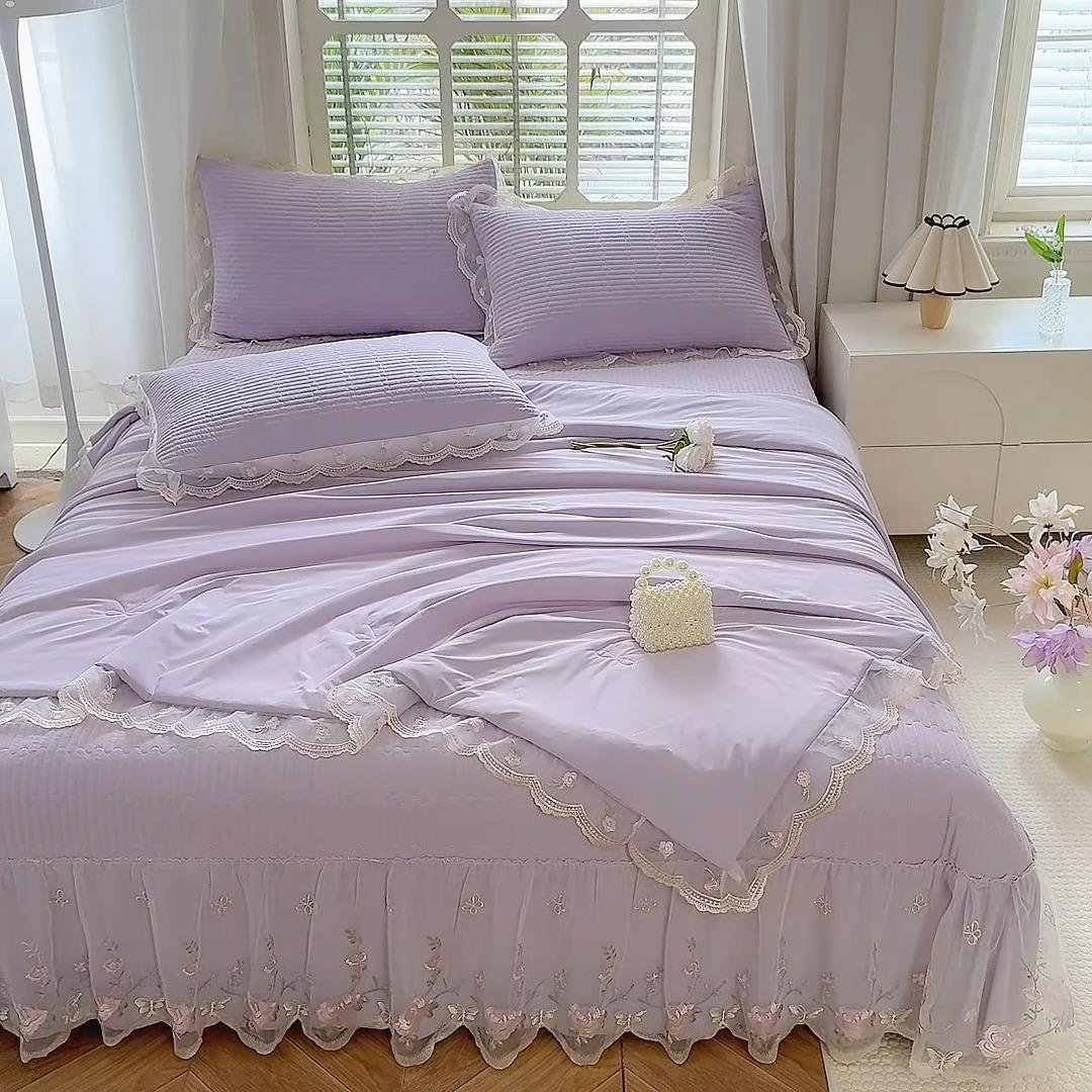 91家纺网 家纺一手货源 找家纺 （总）苏米娜家纺SUMINA 2026新款A类锦氨凉感公主风夏被凉席四件套