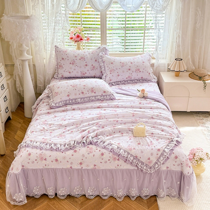 91家纺网 家纺一手货源 找家纺 （总）苏米娜家纺SUMINA 苏米娜2026新款A类母婴级锦氨凉席夏被床盖款四件套夏凉被空调被床盖款凉席四件套