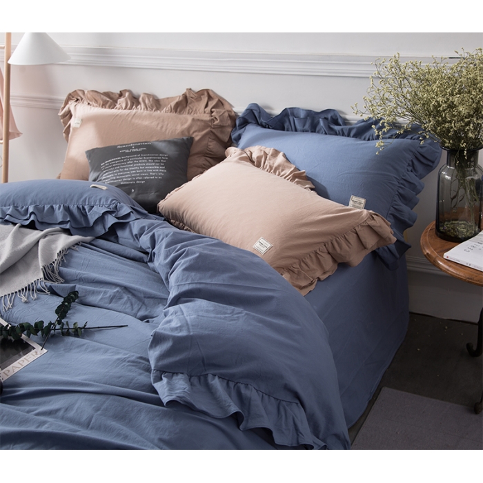 91家纺网 家纺一手货源 找家纺 卡姿家纺 水洗棉系列四件套 水洗墨兰