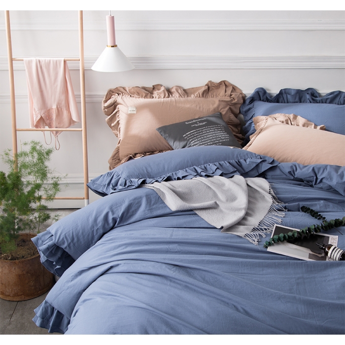 91家纺网 家纺一手货源 找家纺 卡姿家纺 水洗棉系列四件套 水洗墨兰