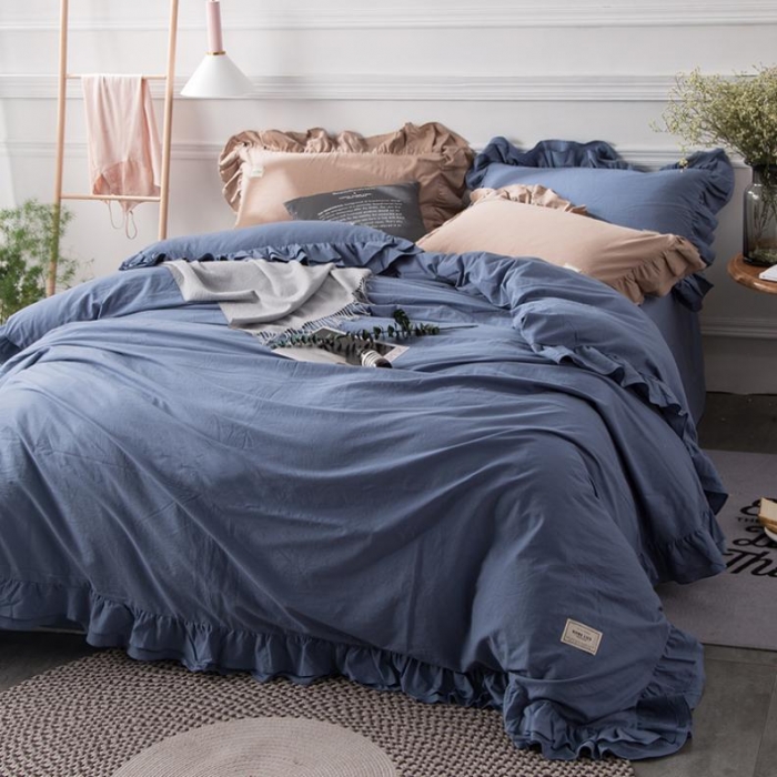 91家纺网 家纺一手货源 找家纺 卡姿家纺 水洗棉系列四件套 水洗墨兰