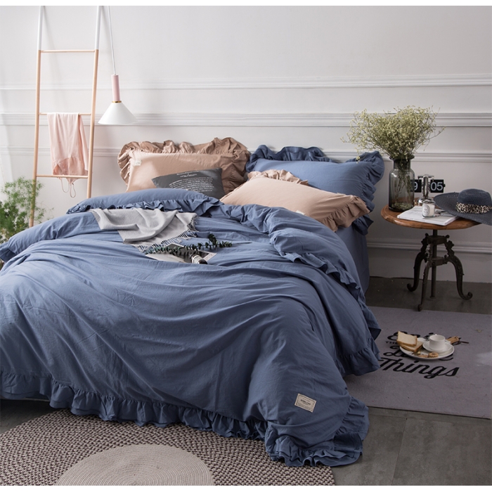 91家纺网 家纺一手货源 找家纺 卡姿家纺 水洗棉系列四件套 水洗墨兰