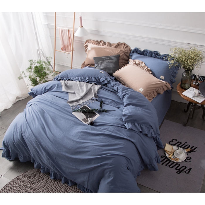 91家纺网 家纺一手货源 找家纺 卡姿家纺 水洗棉系列四件套 水洗墨兰