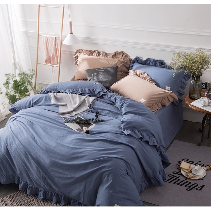 91家纺网 家纺一手货源 找家纺 卡姿家纺 水洗棉系列四件套 水洗墨兰