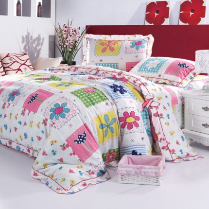安月馨家纺  彩色世界适合1.5—1.8的床全棉蝴蝶结四件套