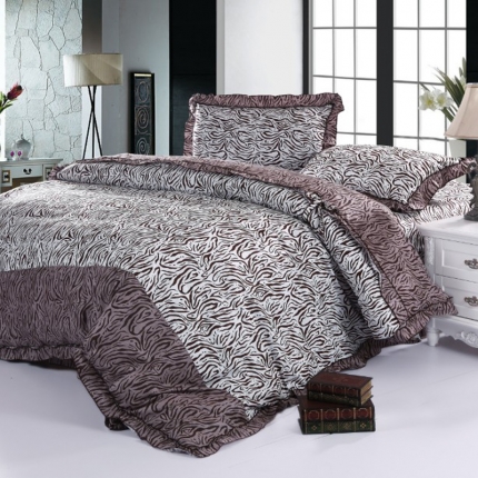 安月馨家纺  豹纹 适合1.5—1.8的床 全棉蝴蝶结四件套