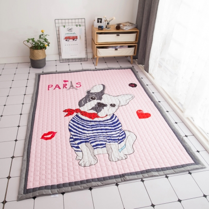 沁童家纺 北欧风长方形加厚地垫儿童爬爬垫 歪头杀/法斗