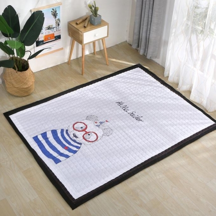 91家纺网 家纺一手货源 找家纺 沁童家纺 北欧风长方形加厚地垫儿童爬爬垫眼镜熊