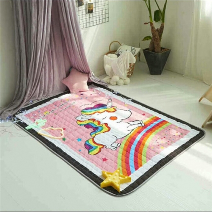 沁童家纺 北欧风长方形加厚地垫儿童爬爬垫彩虹独角兽