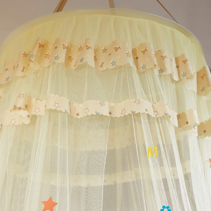 91家纺网 家纺一手货源 找家纺 艾晶美 65cm圆顶蚊帐吊顶蚊帐米黄色