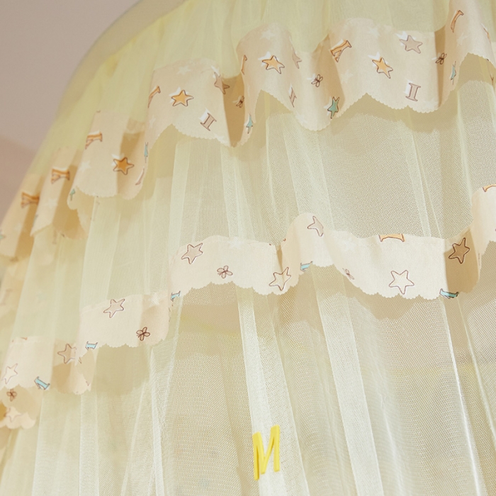 91家纺网 家纺一手货源 找家纺 艾晶美 65cm圆顶蚊帐吊顶蚊帐米黄色