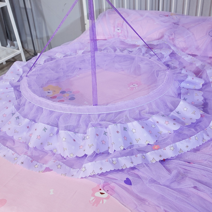 91家纺网 家纺一手货源 找家纺 艾晶美 65cm圆顶蚊帐吊顶蚊帐紫色