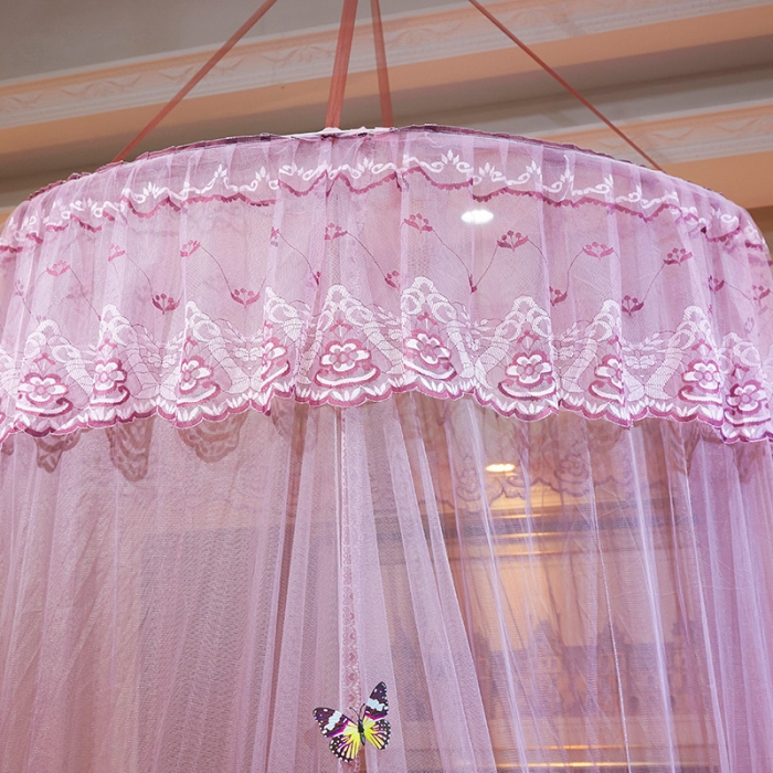 91家纺网 家纺一手货源 找家纺 艾晶美 新款1.2直径吊顶蚊帐豆沙色