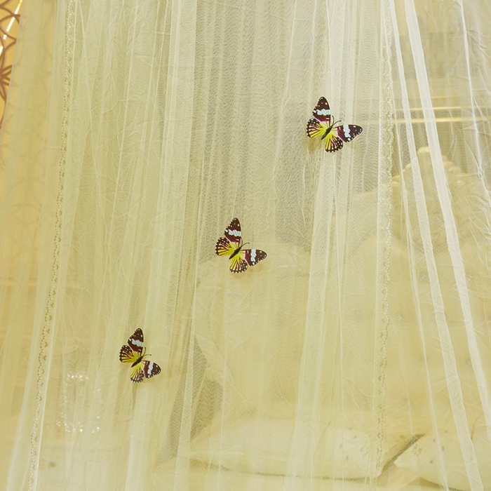 91家纺网 家纺一手货源 找家纺 艾晶美 新款1.2直径吊顶蚊帐米黄色