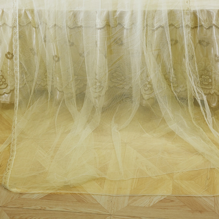 91家纺网 家纺一手货源 找家纺 艾晶美 新款1.2直径吊顶蚊帐米黄色