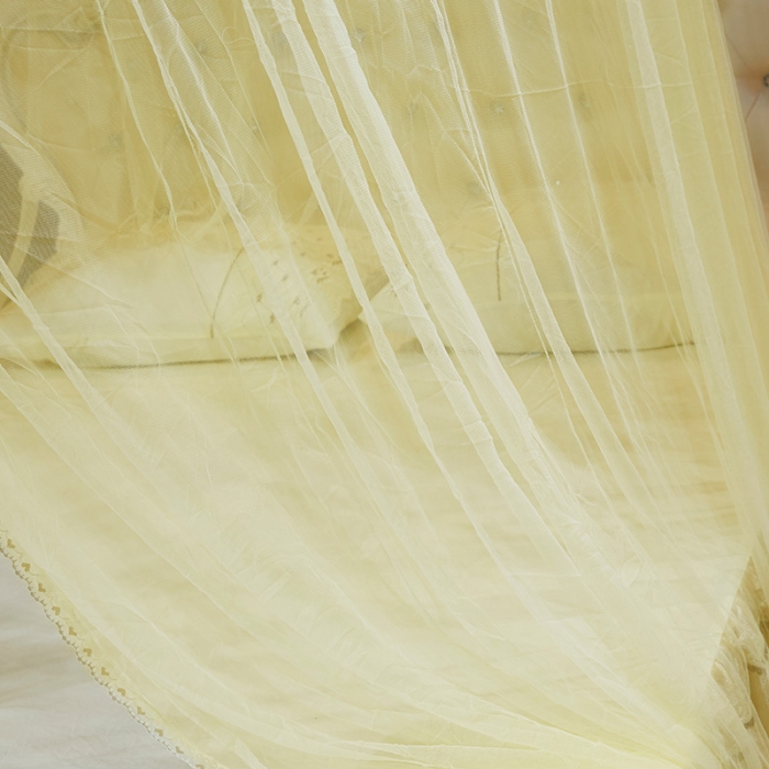 91家纺网 家纺一手货源 找家纺 艾晶美 新款1.2直径吊顶蚊帐米黄色