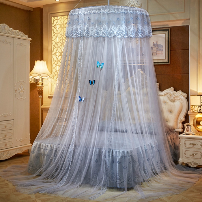 91家纺网 家纺一手货源 找家纺 艾晶美 新款1.2直径吊顶蚊帐灰色