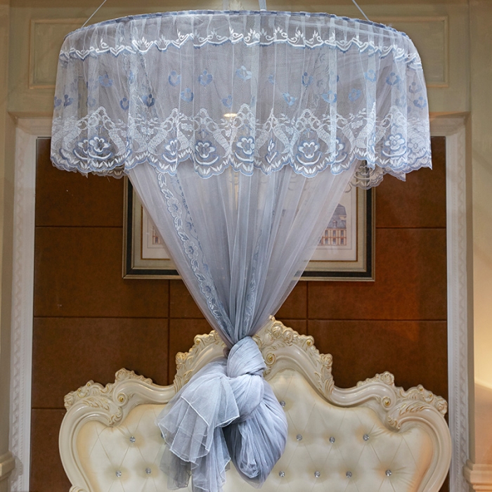 91家纺网 家纺一手货源 找家纺 艾晶美 新款1.2直径吊顶蚊帐灰色