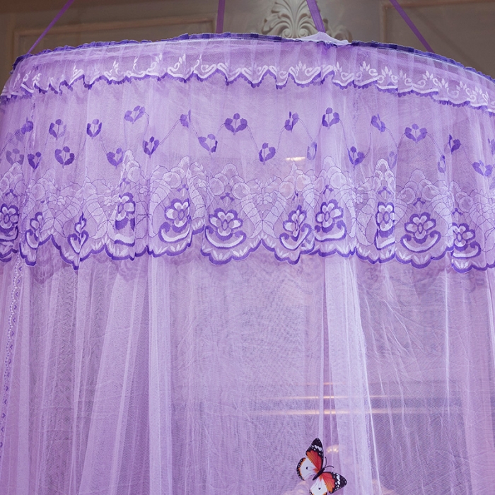91家纺网 家纺一手货源 找家纺 艾晶美 新款1.2直径吊顶蚊帐紫色