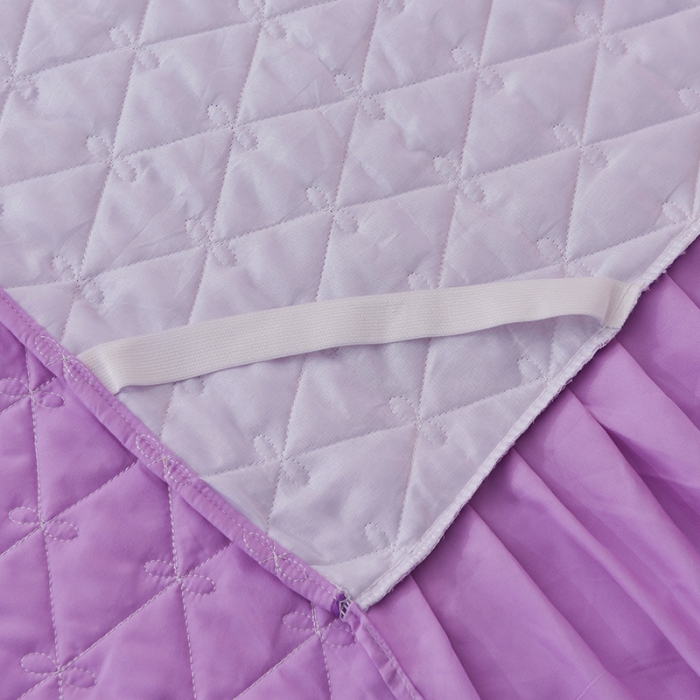 91家纺网 家纺一手货源 找家纺 艾晶美 2018冬款夹棉床裙三件套 丛林烈鸟-紫色