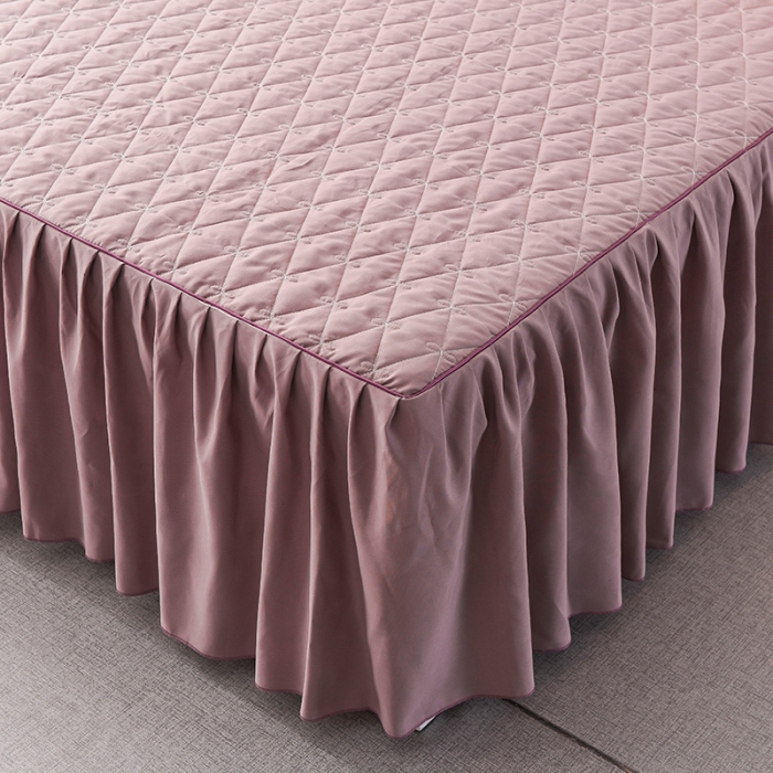 91家纺网 家纺一手货源 找家纺 艾晶美 2018冬款夹棉床裙三件套 骑士-浅紫