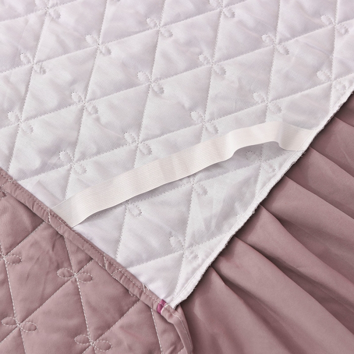 91家纺网 家纺一手货源 找家纺 艾晶美 2018冬款夹棉床裙三件套 骑士-浅紫