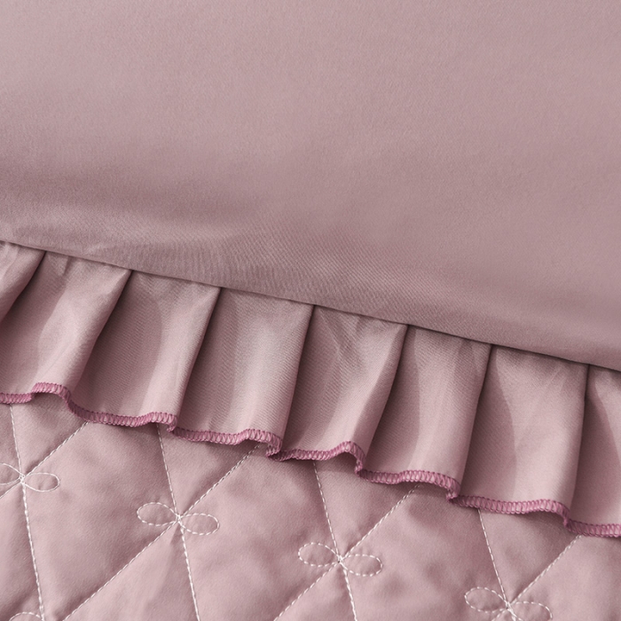 91家纺网 家纺一手货源 找家纺 艾晶美 2018冬款夹棉床裙三件套 骑士-浅紫