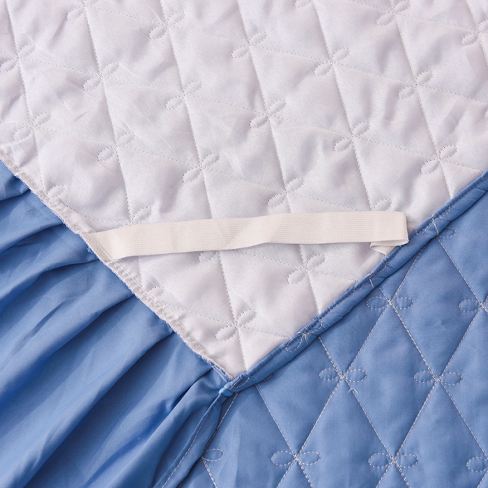 91家纺网 家纺一手货源 找家纺 艾晶美 2018冬款夹棉床裙三件套 小蜜蜂-天蓝