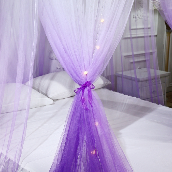 91家纺网 家纺一手货源 找家纺 艾晶美家纺 三开门渐变色吊顶蚊帐 琉纱-紫