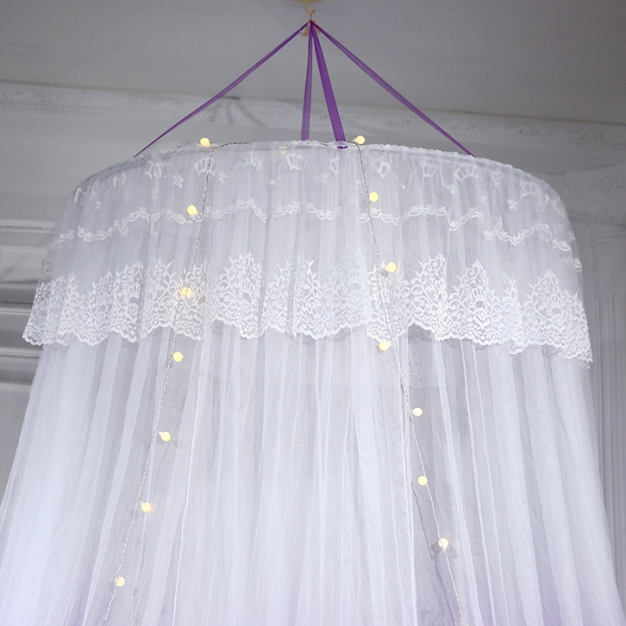 91家纺网 家纺一手货源 找家纺 艾晶美家纺 三开门渐变色吊顶蚊帐 琉纱-紫