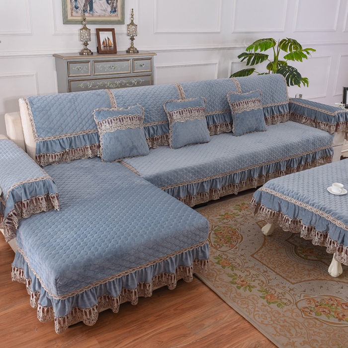 91家纺网 家纺一手货源 找家纺 共鸣沙发垫 2019新款水晶绒沙发垫水晶绒蓝灰