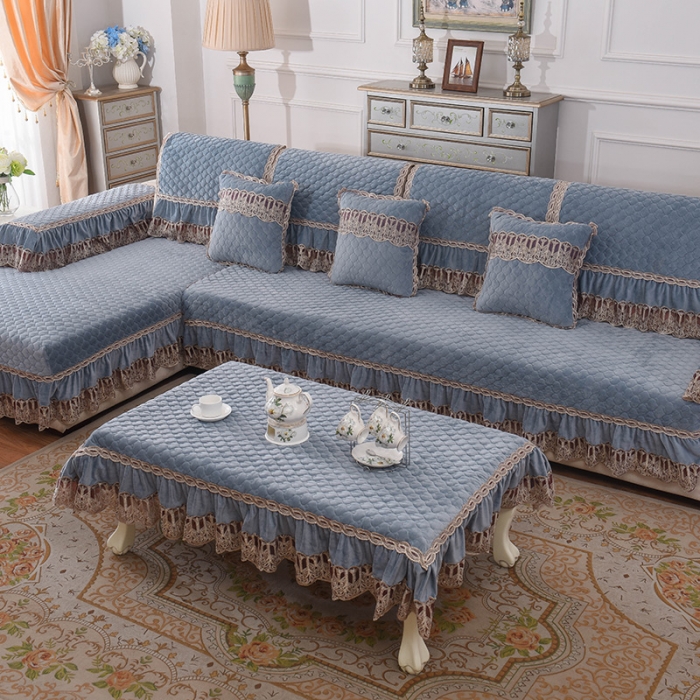 91家纺网 家纺一手货源 找家纺 共鸣沙发垫 2019新款水晶绒沙发垫水晶绒蓝灰