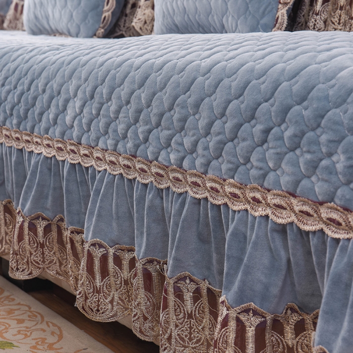 91家纺网 家纺一手货源 找家纺 共鸣沙发垫 2019新款水晶绒沙发垫水晶绒蓝灰