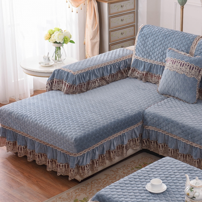 91家纺网 家纺一手货源 找家纺 共鸣沙发垫 2019新款水晶绒沙发垫水晶绒蓝灰