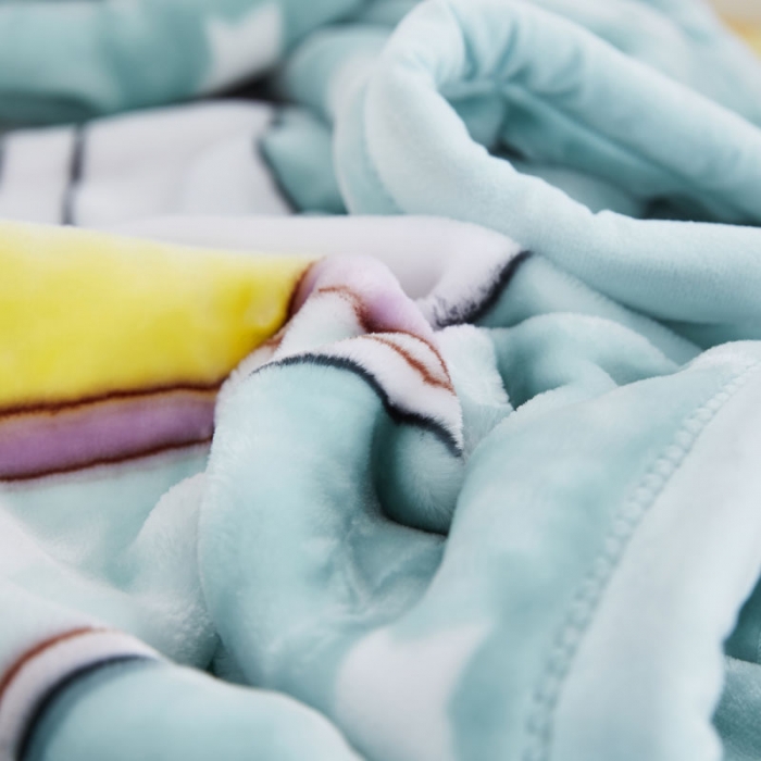 91家纺网 家纺一手货源 找家纺 凯轩毛毛毯毯子 2019新款加厚儿童云毛毯毯子 星星鸭-绿