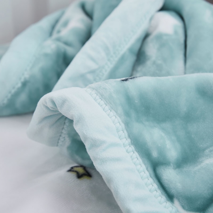 91家纺网 家纺一手货源 找家纺 凯轩毛毛毯毯子 2019新款加厚儿童云毛毯毯子 星星鸭-绿