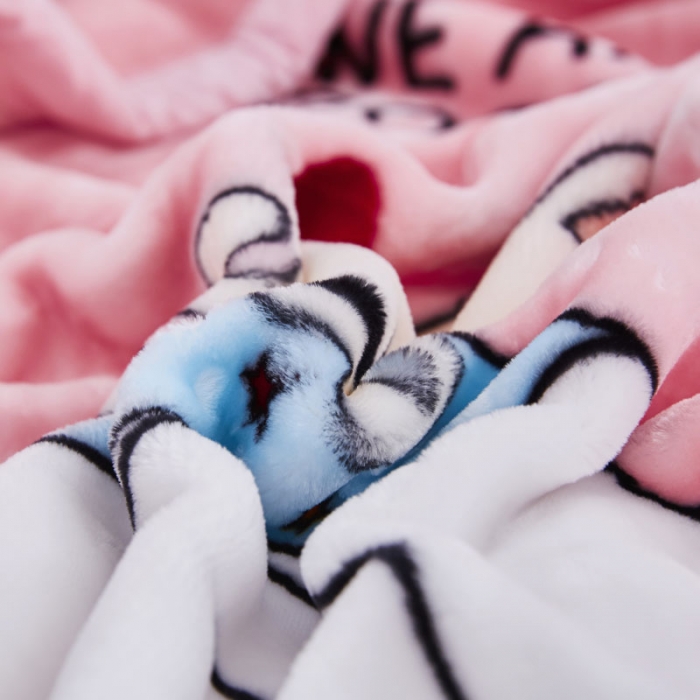 91家纺网 家纺一手货源 找家纺 凯轩毛毛毯毯子 2019新款加厚儿童云毛毯毯子 快乐小象-粉