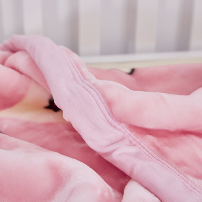 91家纺网 家纺一手货源 找家纺 凯轩毛毛毯毯子 2019新款加厚儿童云毛毯毯子 快乐小象-粉