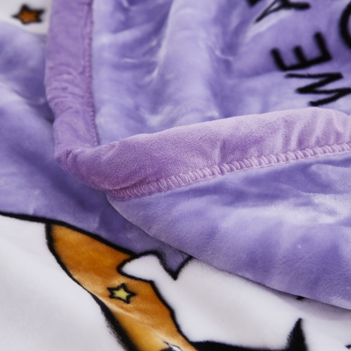 91家纺网 家纺一手货源 找家纺 凯轩毛毛毯毯子 2019新款加厚儿童云毛毯毯子 快乐小象-紫