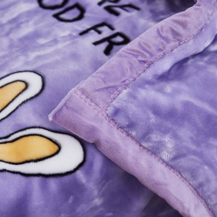 91家纺网 家纺一手货源 找家纺 凯轩毛毛毯毯子 2019新款加厚儿童云毛毯毯子 快乐小象-紫