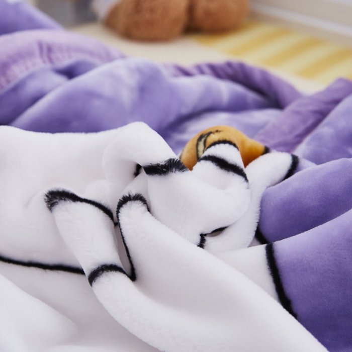 91家纺网 家纺一手货源 找家纺 凯轩毛毛毯毯子 2019新款加厚儿童云毛毯毯子 快乐小象-紫