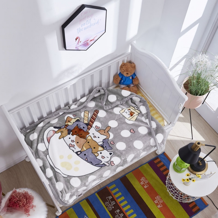 91家纺网 家纺一手货源 找家纺 凯轩毛毛毯毯子 2019新款加厚儿童云毛毯毯子 猫咪控