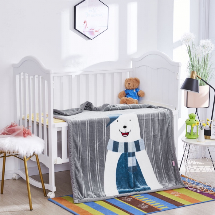 91家纺网 家纺一手货源 找家纺 凯轩毛毛毯毯子 2019新款加厚儿童云毛毯毯子 帽子熊