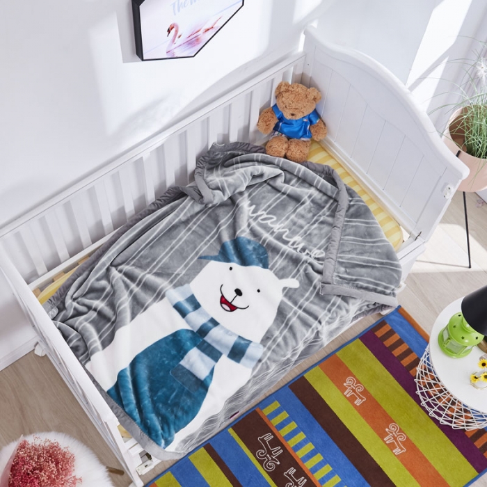 91家纺网 家纺一手货源 找家纺 凯轩毛毛毯毯子 2019新款加厚儿童云毛毯毯子 帽子熊