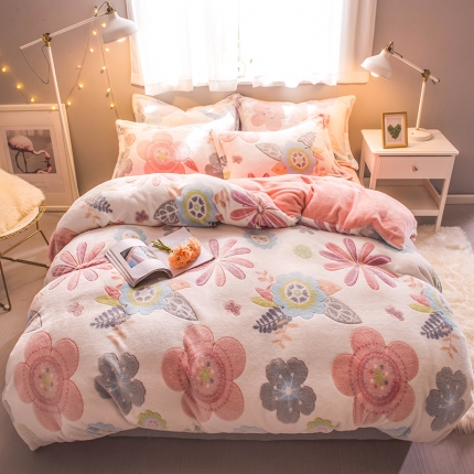 91家纺网 家纺一手货源 找家纺 （总）懒猫家纺2020立体雪花绒法莱绒水晶绒四件套升级床笠款