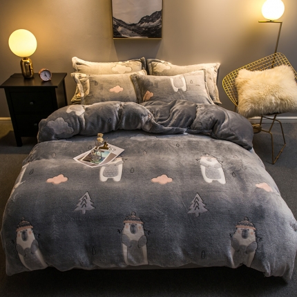 91家纺网 家纺一手货源 找家纺 （总）懒猫家纺2020立体雪花绒法莱绒水晶绒四件套升级床笠款